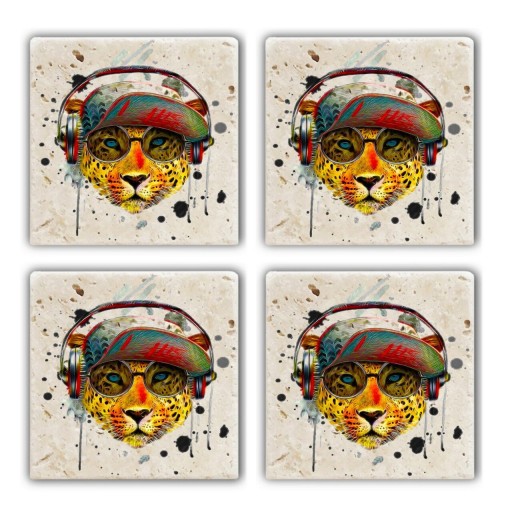 Set suporturi de pahare, Taylor, 366TYR1179, Piatra, 10 x 10 x 1 cm, 4 piese, Multicolor