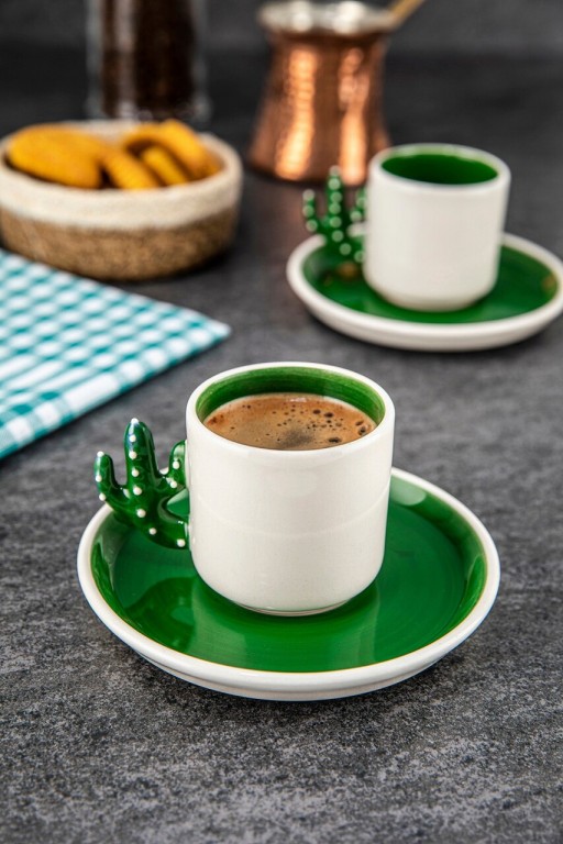 Set cesti de cafea, Doreline, 612DRL1104, Ceramica, Verde