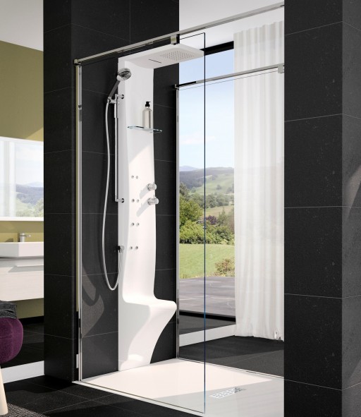 Panel dus cu hidromasaj Novellini Dress PLUS cu baterie termostatata alb mat