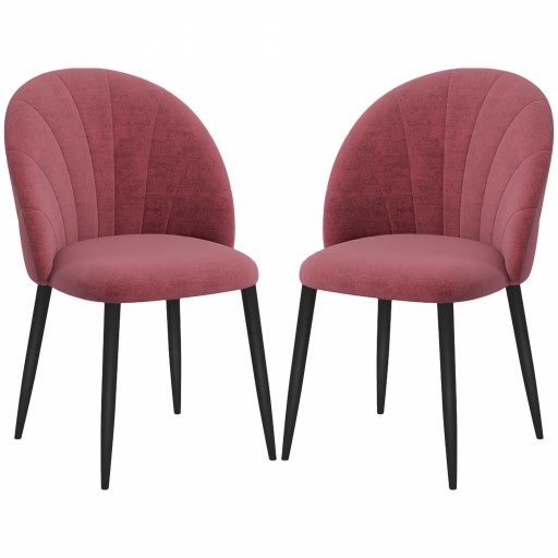 Homcom Set 2 Scaune de Sufragerie din Catifea, Capitonate, Elegante pentru Salon, 52x54x79 cm, Roșu | Aosom Romania