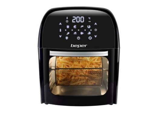 Friteuza digitala cu aer cald Beper, 1800 W, 32x32x41 cm, negru