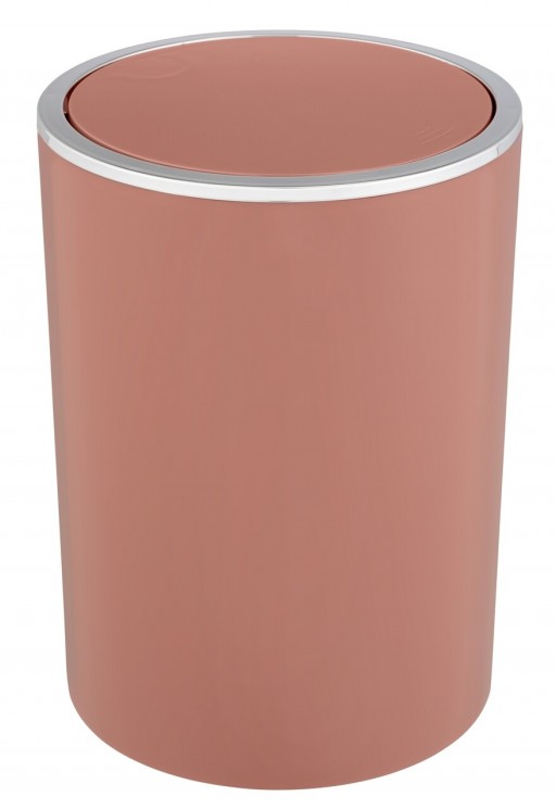 Cos de gunoi cu capac batant, Wenko, Inca, 5 L, 18.5 x 25.5 x 18.5 cm, plastic, roz