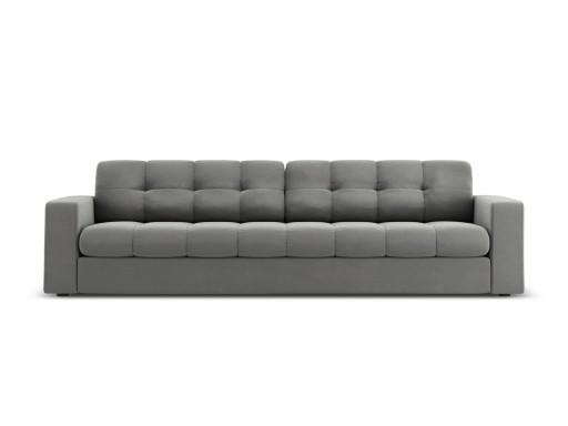Canapea 4 locuri, Justin, Micadoni Home, BL, 227x90x72 cm, catifea, gri deschis