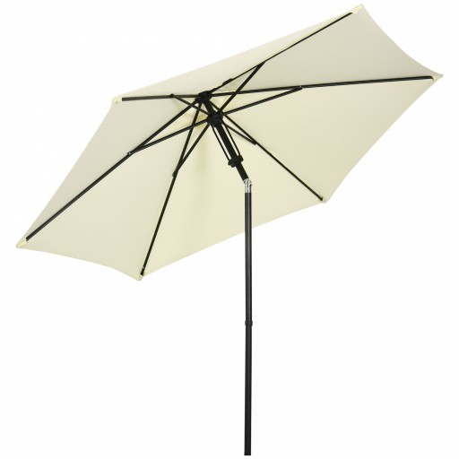 Outsunny Umbrelă de Soare pentru Grădină, Material Poliester și Structură Metalică cu 6 Bare, Ø262x243cm, Bej și Negru | Aosom Romania