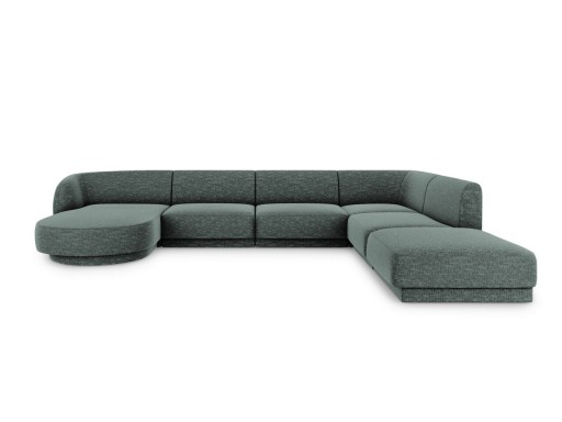 Coltar panoramic dreapta 6 locuri, Miley, Micadoni Home, BL, 327x245x74 cm, poliester chenille, albastru petrol