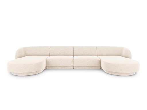 Canapea panoramica 5 locuri, Miley, Micadoni Home, BL, 334x155x74 cm, poliester chenille, bej deschis