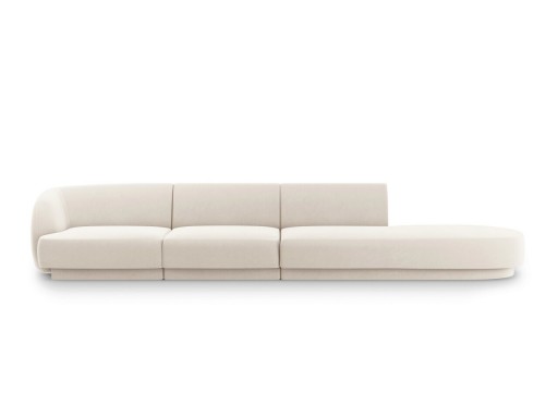 Canapea 4 locuri cotiera dreapta, Miley, Micadoni Home, BL, 325x85x74 cm, catifea, bej deschis