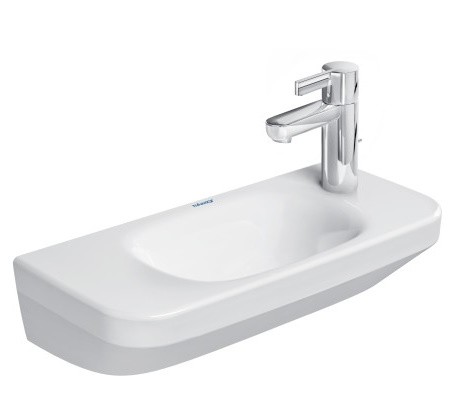 Lavoar asimetric Duravit DuraStyle 56x22cm orificiu baterie dreapta fara preaplin WonderGliss alb