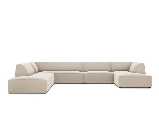 Coltar panoramic stanga 7 locuri, Ruby, Micadoni Home, BL, 366x273x69 cm, catifea, bej