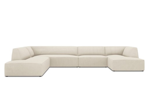 Coltar panoramic stanga 7 locuri, Ruby, Micadoni Home, BL, 366x273x69 cm, velur, bej deschis