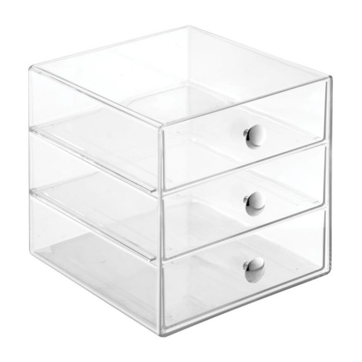 Organizator transparent cu 3 sertare InderDesign Drawers, înălțime 16,5 cm