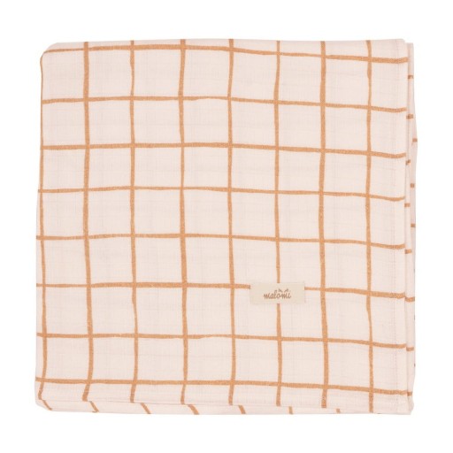Păturică pentru copii bej din bambus 120x120 cm Camel Check – Malomi Kids