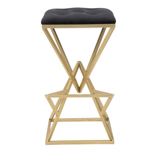 Scaun de bar negru/auriu din catifea 75 cm Piramid – Mauro Ferretti