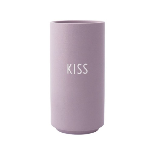 Vază din porțelan Design Letters Kiss, înălțime 11 cm, violet