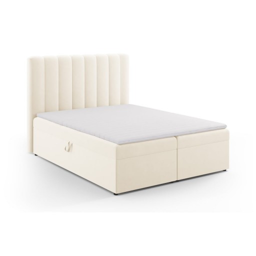 Pat boxspring bej cu spațiu de depozitare 160x200 cm Gina – Milo Casa