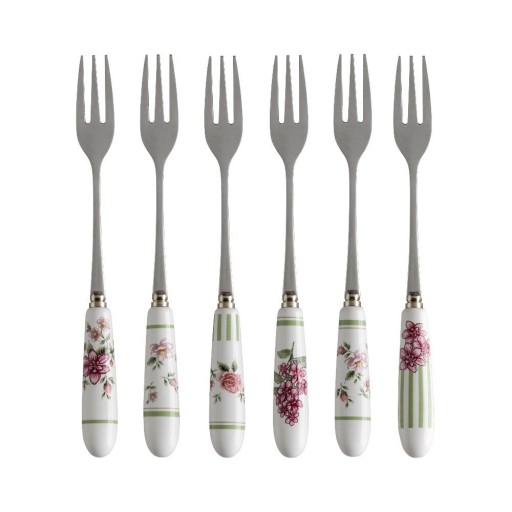 Set 6 furculițe cu mâner din ceramică Brandani Nonna Rosa