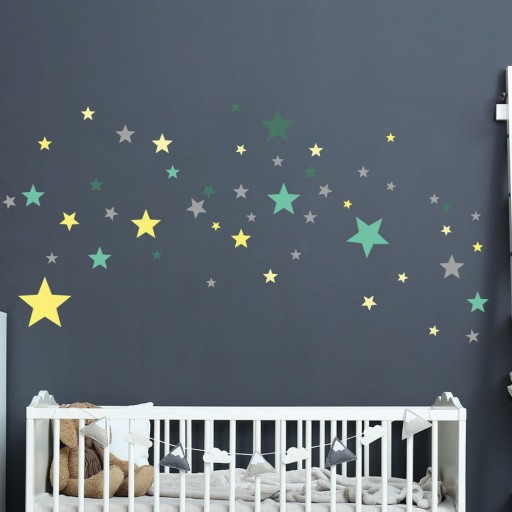 Set 50 autocolante Ambiance Stars Green and Yellow