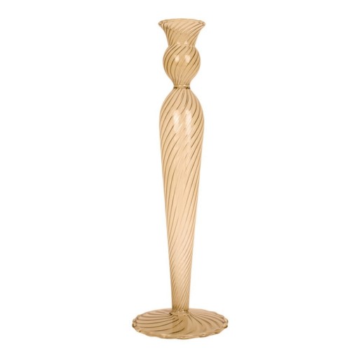 Sfeșnic din sticlă PT LIVING Swirl, înălțime 26,5 cm, maro deschis