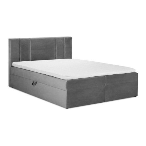 Pat boxspring 160x200 cm gri cu spațiu de depozitare Afra – Mazzini Beds