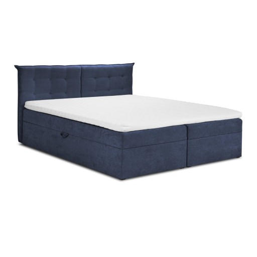 Pat boxspring 200x200 cm albastru închis cu spațiu de depozitare Echaveria – Mazzini Beds