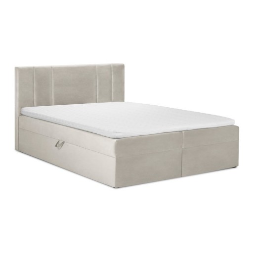 Pat boxspring 200x200 cm bej cu spațiu de depozitare Afra – Mazzini Beds