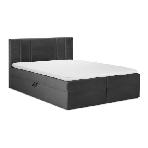 Pat boxspring 180x200 cm gri închis cu spațiu de depozitare Afra – Mazzini Beds