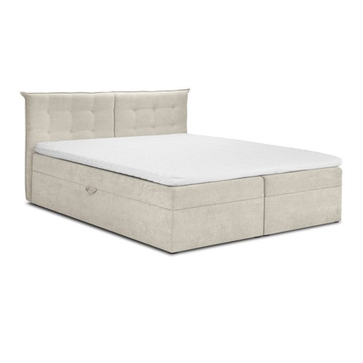 Pat boxspring 200x200 cm bej cu spațiu de depozitare Echaveria – Mazzini Beds