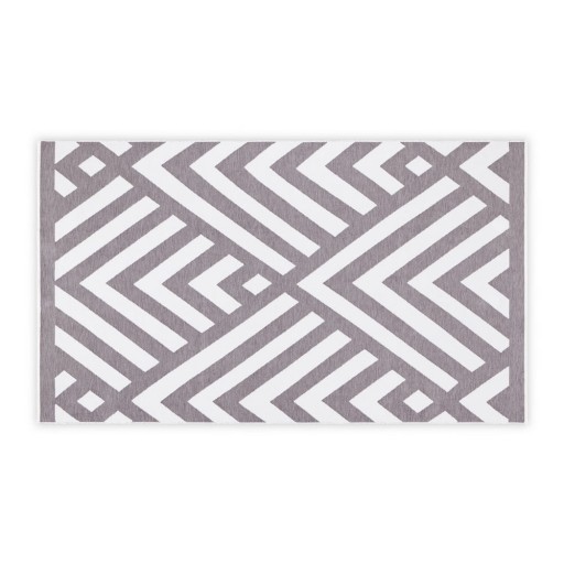 Covoraș baie din bumbac Foutastic Geometric, 100 x 180 cm, alb-gri