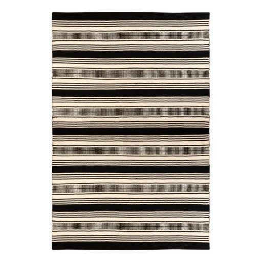 Covor reversibil pentru exterior din plastic reciclat Green Decore Zambezi, 80 x 180 cm, alb-negru