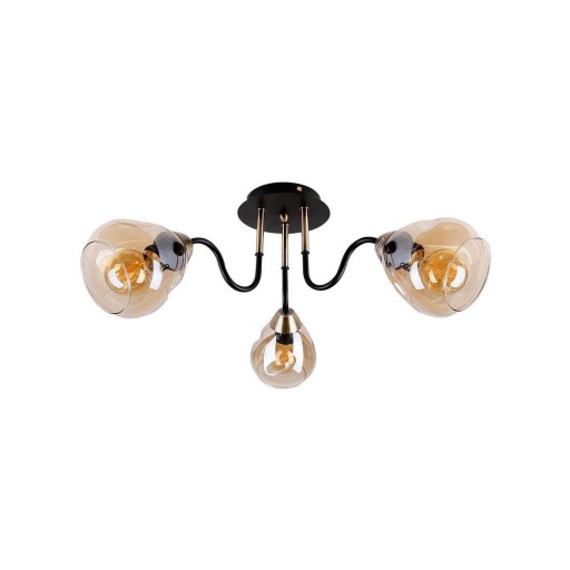 Plafonieră negru/auriu cu abajur din sticlă Unica – Candellux Lighting