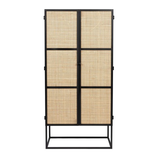 Dulap negru din ratan 70x145 cm Guuji - White Label