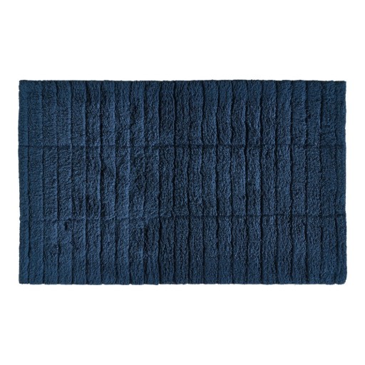 Covoraș din bumbac pentru baie Zone Tiles, 80 x 50 cm, albastru închis