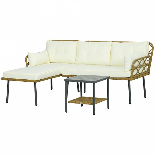 Outsunny Set de Mobilier de Terasa din 3 Piese cu Canapea Sofa