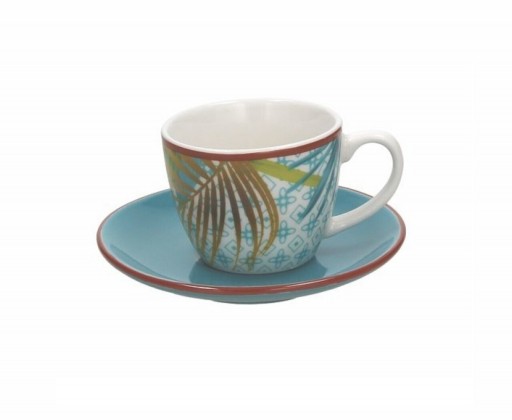 Set 6 cesti de cafea cu farfurii Metropolis Jungle, Tognana, ceramica, 80 ml/11 cm, multicolor