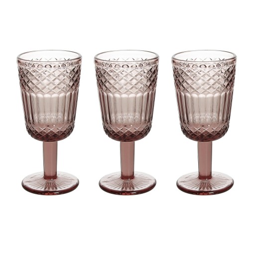 Set 3 pahare Claire, Tognana Porcellane, 270 ml, sticla, roz
