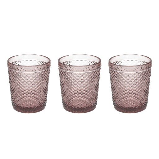 Set 3 pahare Diamante, Tognana Porcellane, 300 ml, sticla, roz