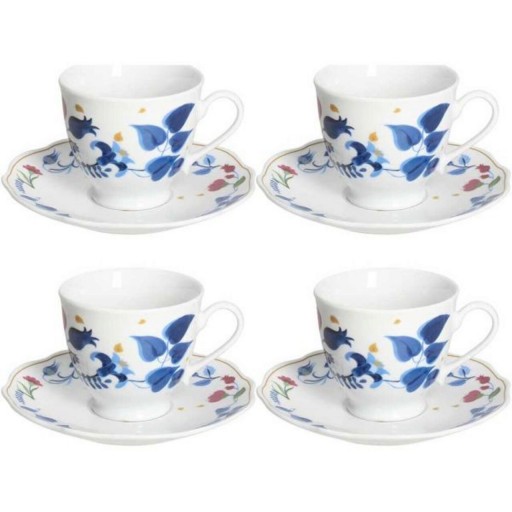 Set 4 cesti de cafea cu farfurie Poema Alchimia, Andrea Fontebasso, 200 ml, portelan, multicolor