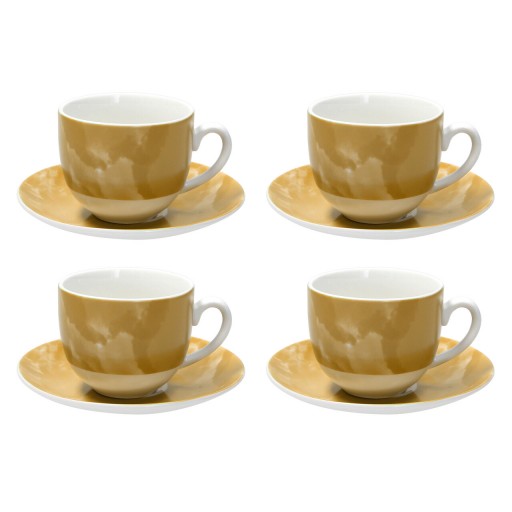 Set 4 cesti de cafea cu farfurie Sfera, Andrea Fontebasso, 250 ml, portelan, galben