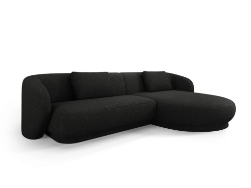 Coltar dreapta 4 locuri, Camden, Cosmopolitan Design, 289x177x72 cm, tesatura chenille, negru