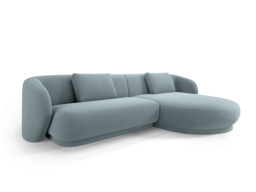 Coltar dreapta 4 locuri, Camden, Cosmopolitan Design, 289x177x72 cm, catifea, albastru deschis