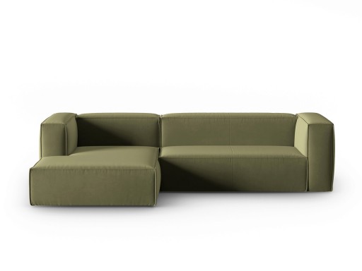 Coltar stanga 4 locuri, Mackay, Cosmopolitan Design, 282x166x73 cm, catifea, verde deschis