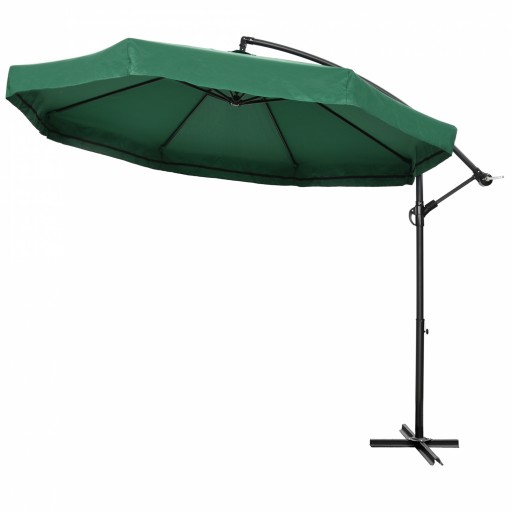 Outsunny Umbrelă de Soare cu Plasă de Țânțari, Umbrelă de Soare cu Deschidere Manivelă și Bază Transversală, 295x295x240 cm, Verde