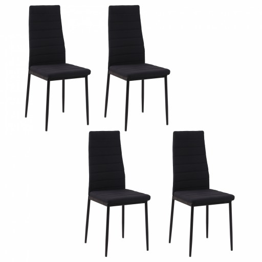 Set 4 scaune captusite pentru sufragerie, mobilier modern, scaun negru, scaun pentru bucatarie HOMCOM | Aosom RO