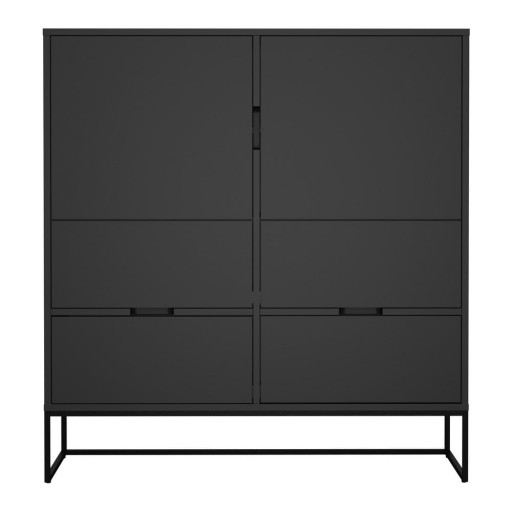 Dulap cu 2 uși și 4 sertare, MISTY Tenzo Lipp, înălțime 127 cm, negru