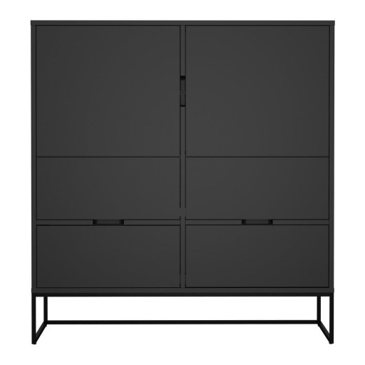 Dulap cu 2 uși și 4 sertare, MISTY Tenzo Lipp, înălțime 127 cm, negru