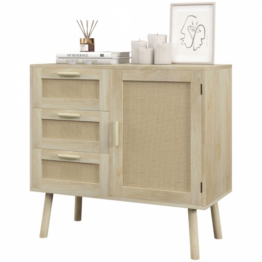 HOMCOM Dulap de depozitare Boho cu 3 sertare, elemente decorative | Aosom Romania