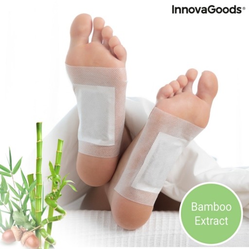 Set 10 plasturi de detoxifiere pentru picioare, Bamboo InnovaGoods, 10x12 cm