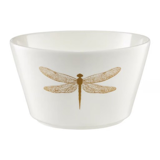 Bol Libelula Selene, Ambition, 14 cm, 680 ml, portelan, alb/auriu