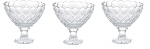 Set 3 cupe pentru inghetata Romatic, 200 ml, 9.7x9.5 cm, sticla, transparent