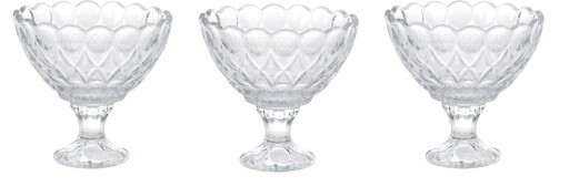 Set 3 cupe pentru inghetata Romatic, 200 ml, 9.7x9.5 cm, sticla, transparent